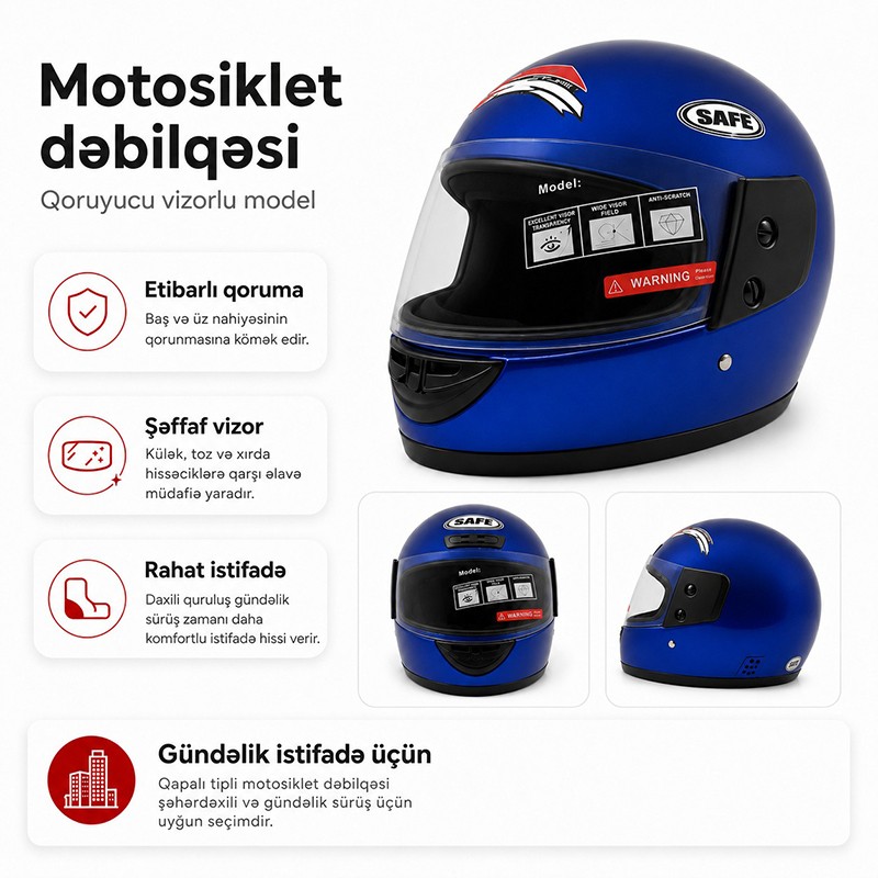 Motosiklet üçün tam üzlü kask